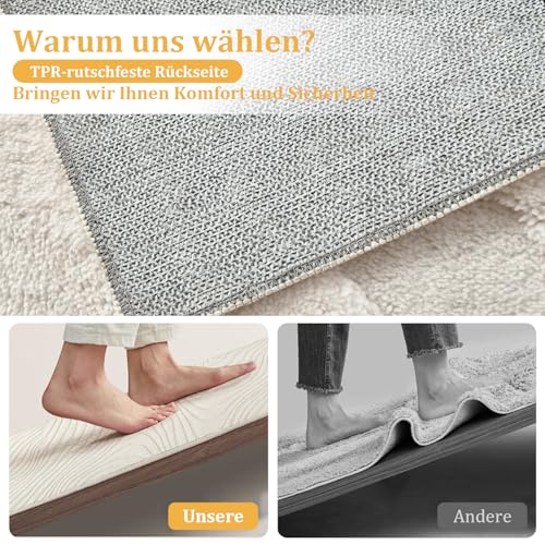 WONGS BEDDING Wohnzimmer Teppich Modern Waschbar 80x150cm, Creme Wellen – Ansicht 4