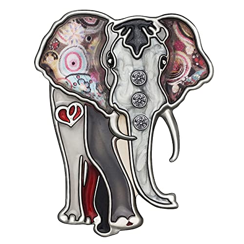 WEVENI Enamel Alloy Rhinestone Elephant Brooch Black Pins for Women Lady Girl Scarf Dress Suit Accessories Fashion Jewelry Charm (Black)