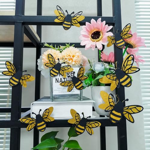 Vinilos decorativos 3D abeja glitter en PVC Achang miniatura 3