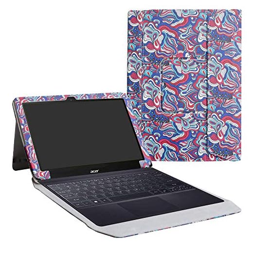 LiuShan 2-i-1 hopfällbar portfölj PU-läder Folio stativ fodral för Acer Switch 3 12,2 tum Windows 10 surfplatta, Mushroom Fantasy