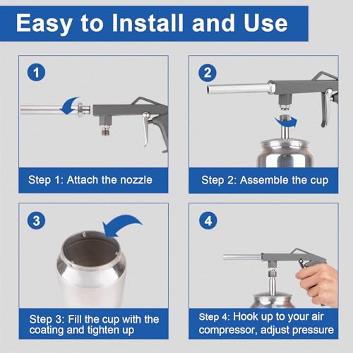 Image of Undercoating Spray Gun Kit with 25oz Suction Feed Cup | Pneumatic Automotive Sprayer for Truck Bed Liner, Rubberized Undercoat, Rust-Proof & Chip Guard Paint