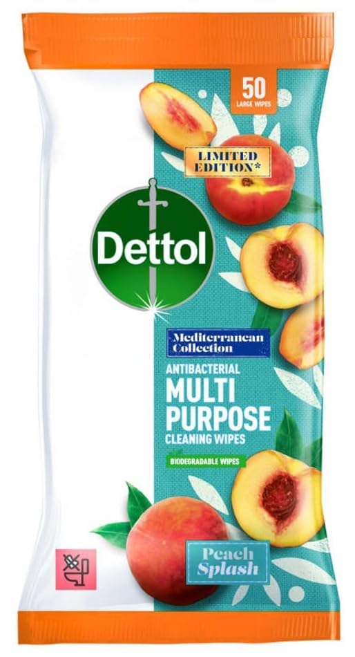 Dettol Multi Purpose Cleaning Wipes Peach Splash 50s (B0D2NYN43H) Amazon Price History, Amazon Price Tracker