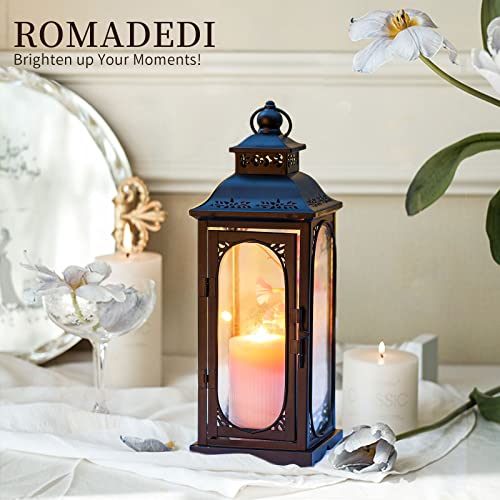 Lantern Decorative For Home Decor, Romadedi 13.5 Inch Large Candle Lanterns Decorative Outdoor, Vintage Candle Holder For Wedding, Farmhouse Home Décor, Black #TOP3