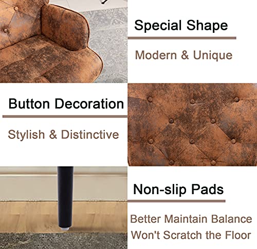 Baysitone Modern Accent Chair, Comfy Lounge Chair With High Back Design, Upholstered Living Room Bedroom Chair, Compact Leisure Side Chair (Coffee) #TOP2