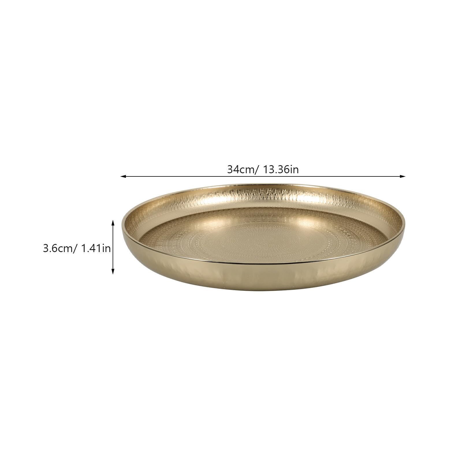 Bandeja de Metal Dorada Diseño Simple y Elegante Redonda para Servir Frutas y Té, Portátil y Fácil de Usar, Adecuado para Picnic y Fiestas