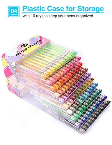 Gel Pens for Adult Coloring innhom 120 Colors Gel Pen Set - Glitter Gel Pens Metallic Pastel Neon Swirl Standard Colors with Case