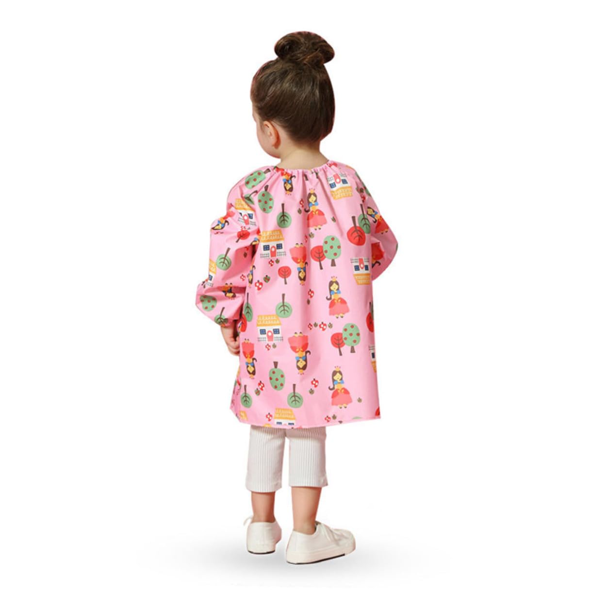 Tablier de Peinture en Polyester pour Garçon et Filles Imperméable Blouse D'artiste Rose Manches Longues, Protection les Taches pour Activités Artistiques et Bricolage