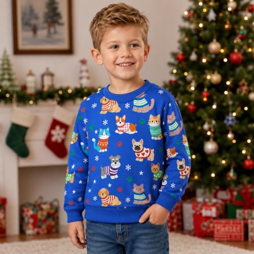 Image of Popshion Toddler Boys Sweatshirts Dinosaur Long Sleeve Pullover Crewneck Shirts Cartoon Tee Sport Tops for Kids 1-8T