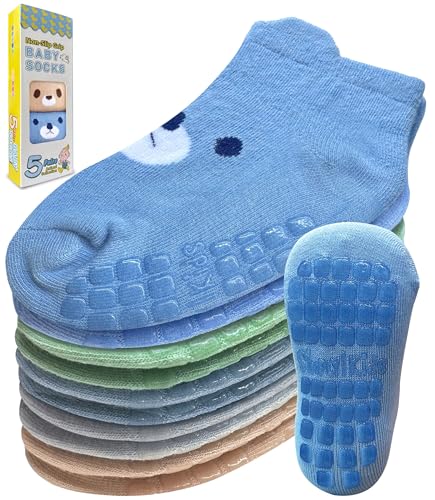 Image of Simply Kids Baby Non-Slip Ankle Socks – Superior Grip, Soft Cotton, for Active Toddler Girls & Boys (Ages 0-7)