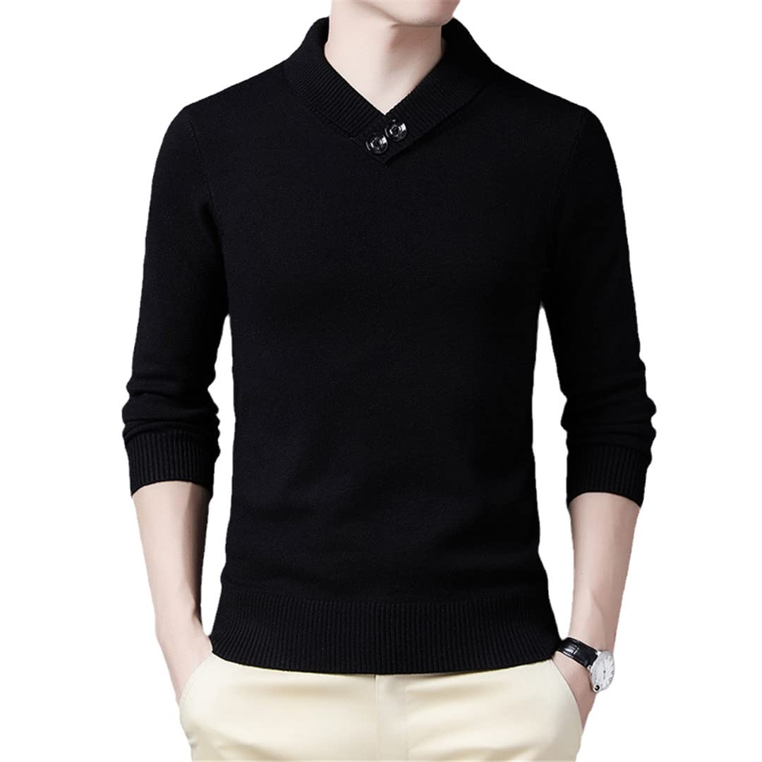 Morbido Caldo Autunno Inverno Dolcevita Maglione Uomo Casual Cotone Pullover Jumper Top, Nero , S