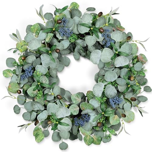24 Inch Eucalyptus Wreath for Front Door, Eucalyptus Wreath with ...