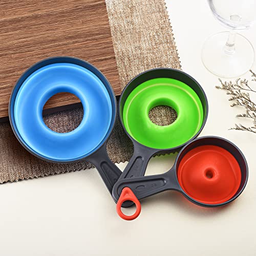 Funnels For Filling Bottles, Wide Mouth Canning Funnel For Kitchen Use Mason Jars, Small Funnel For Transfer Liquid, Oil And Powder, Food Grade Silicone Collapsible Funnel Set (3 Pack) #TOP6