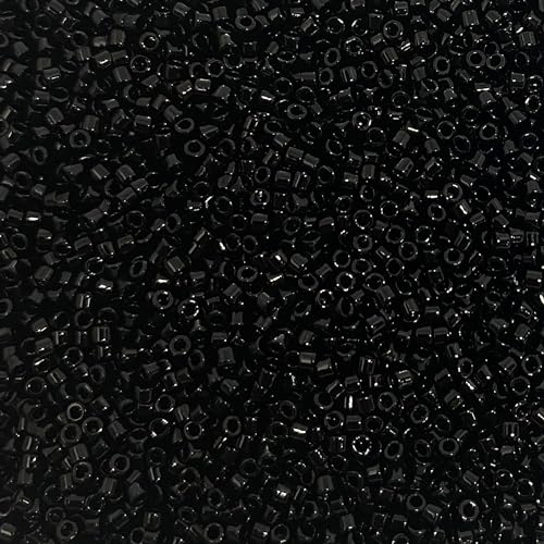 Miyuki Delica 11/0 Seed Beads - Glass Beads Bulk 5 Grams & Size 1.6mm 1000 Pieces Glass Seed Beads Black (DB10)
