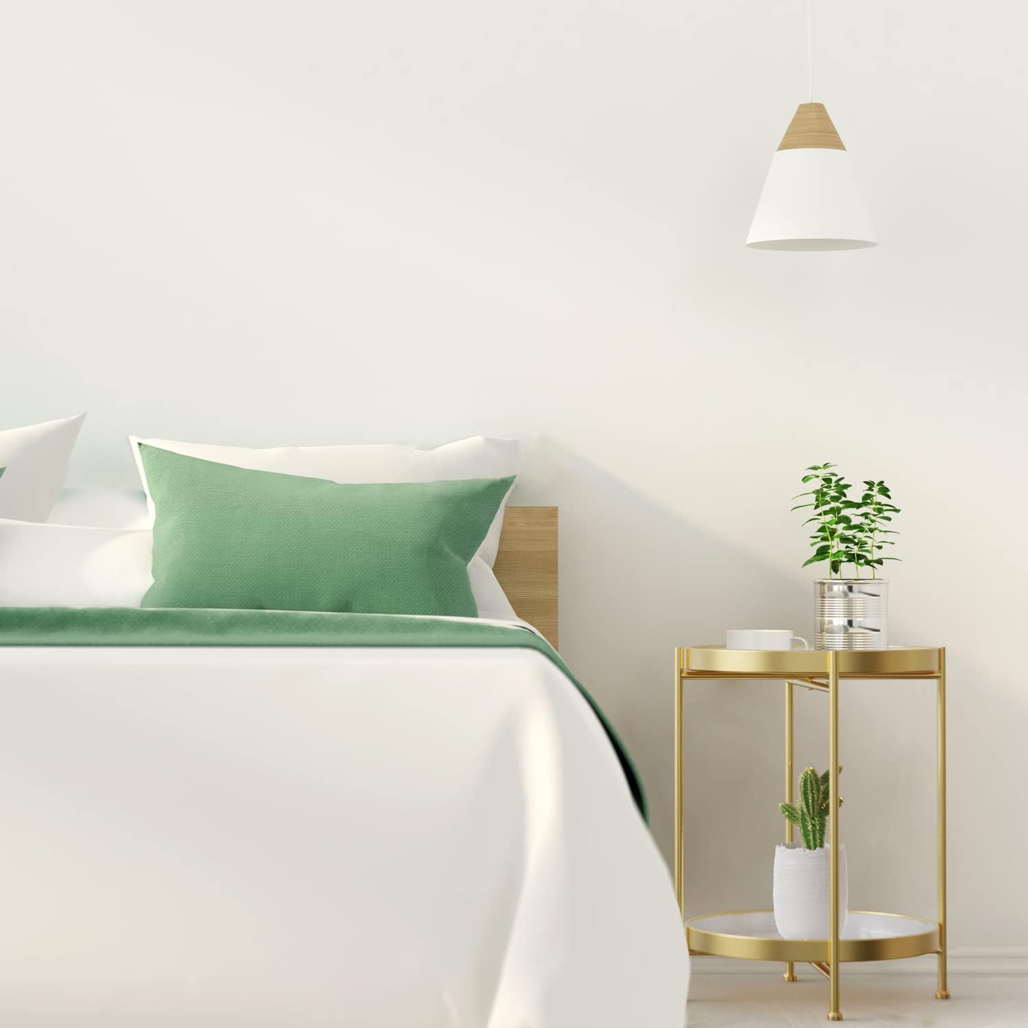 Round Side Table 2-Tier Gold Sofa Table Small Tray Metal End Table,Foldable Accent Coffee Table for Small Spaces,Bedroom,Patio
