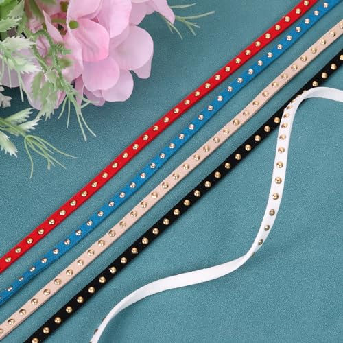 Cordón de gamuza de piel sintética para fabricación de joyería, cinta de cuero de 5 mm con remache 7