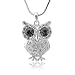 Spinningdaisy Silver Plated Black Eyes Owl Necklace