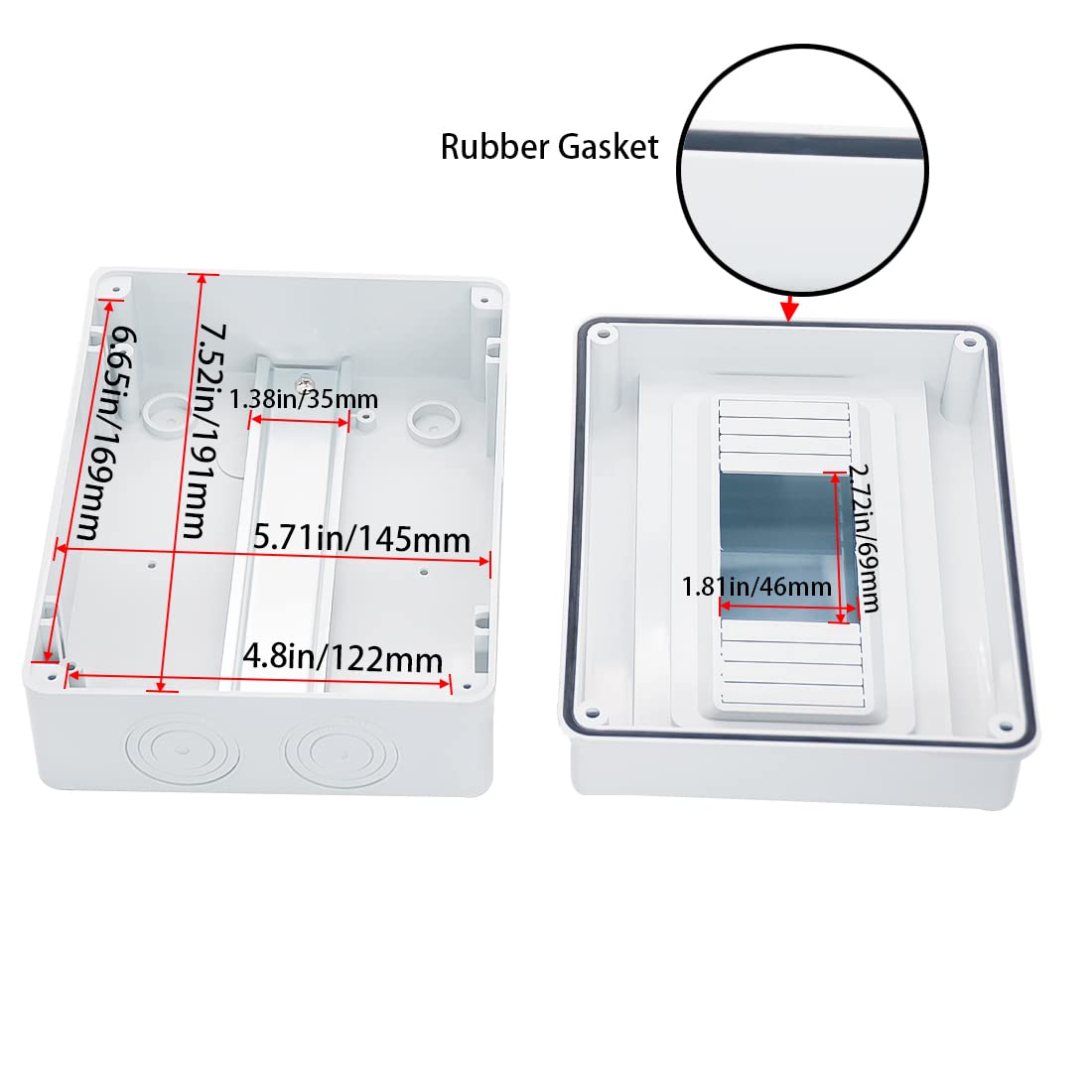 Breaker Box Distribution Protection Box, IP65 Clear Cover Electrical Box, ABS Power Supply Electronic Junction Box Din Rail Enclosure for Circuit Breaker on The Wall 8 Way(200x155x95mm) - Image 4