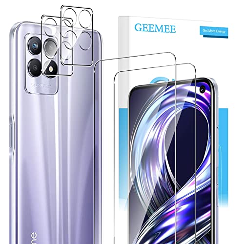 GEEMEE para Realme 8i de Pantalla Protector de Lente de cámara,【2 Pack + 2 Pack 】 Cristal Templado Película Vidrio Templado 9H Alta Definicion Glass Screen Protector -Transparente Cover