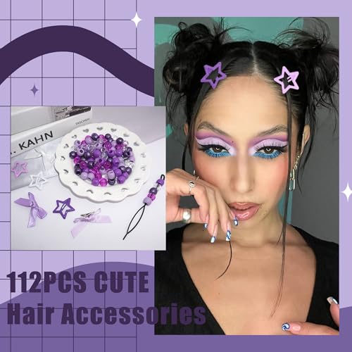 112 piezas accesorios para cabello morado miniatura 3