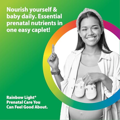 Rainbow Light Prenatal Multivitamin One + for Women with Probiotics | 150 Caplets | Essential Nutrition for Mom & Baby | with Vitamins C & D, Folate, Choline, Iron and More