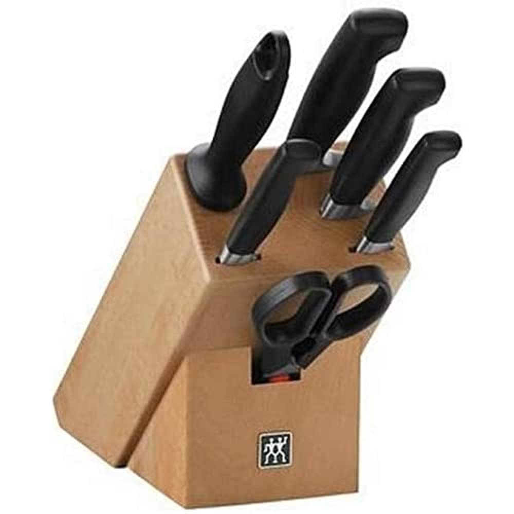 Zwilling Four Star 7 Parça Blok Bıçak Seti Doğal Ahşap Bloklu, Paslanmaz Çelik Ve Ahşap, Siyah