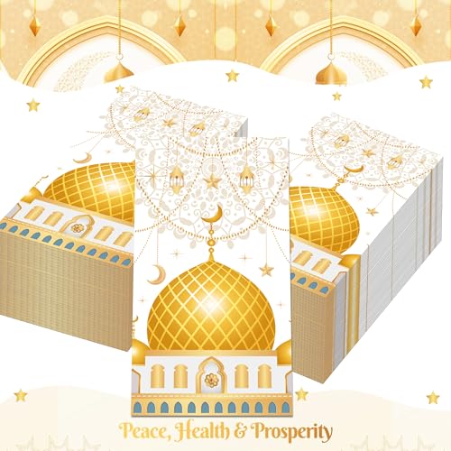 Kotkiddy 40 Pack Schwarz Gold Eid Design Ramadan Mubarak Thema Papierservietten Zwei Lagen Eid...