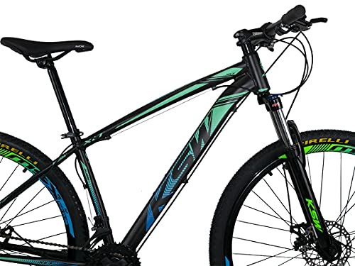 BICICLETA ARO 29 KSW XLT COLOR - 24V CAMBIOS SHIMANO - TRAVA + HIDRAULICO (VERDE+AZUL, 17)