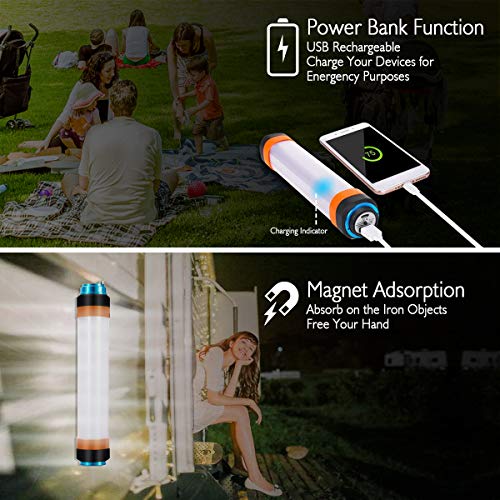 FONREST Waterproof Camping Lantern, Portable Magnetic LED Tent Light, Cylinder Lamp Bar as Flashlight/Energy Bank/Mosquito Repellent/SOS Emergency/Safety Hammer for Fishing Hiking Garage Failure - Image 7