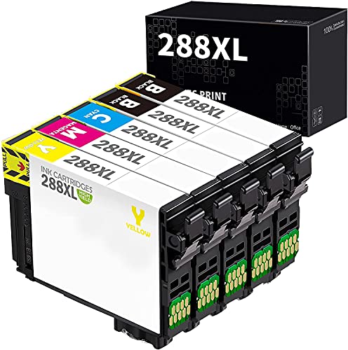 Remanufactured Ink Cartridge Replacement for Epson 288 288XL T288 T288XL to Use with Expression Home XP-440 XP-430 XP-330 XP-340 XP-434 XP-446 Printer (2 Black, 1 Cyan, 1 Magenta, 1 Yellow)