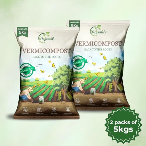 Image of Organic Vermicompost Manure for Plants 10 Kg | 100% Chemical-Free Soil Booster for Indoor & Outdoor Gardens, Vegetable Patches, Flower Beds & Fruit Trees - Nutrient-Rich Humus & Microbes