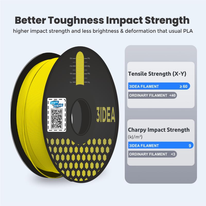 Image of 3Idea Premium PLA+ Yellow White 3D Printer Filament 1.75mm Dimensional Accuracy + /- 0.03mm Net Weight -750 Grams