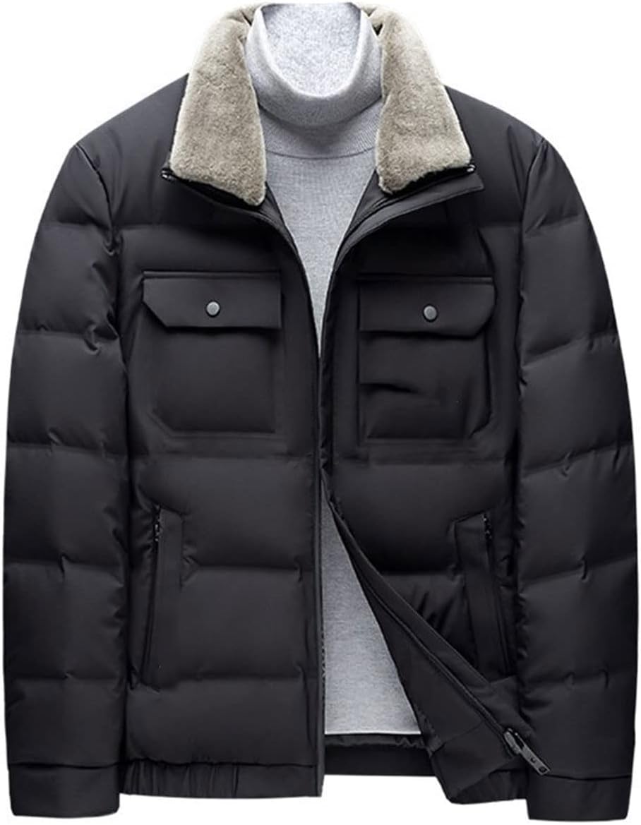 RXEZI Down Jacket Men Men Winter Keep Warm Down Jacket Men with Fur Short Jacket Windbreaker Puffer Clothes(4XL)