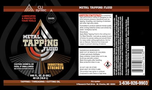 Image of Premium Metal Tapping Fluid, Cutting Oil - 640 FL. OZ. (5 Gallons) for Drilling, Threading and Cutting, Dark Formula, Industrial Strength, Made in The USA