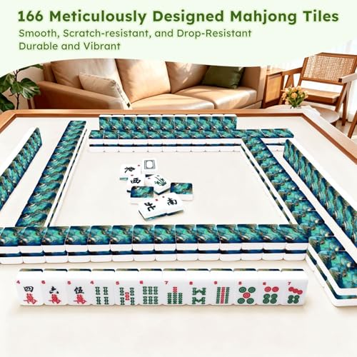 Set de Mahjong Americano con 166 Fichas Acrílicas y Accesorios miniatura 7