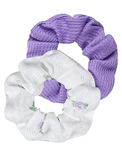 Wapodeai 2pcs Hair Bands, Premium Hair Elastics for Women's Hair, Suitable for Long Hair, Curly Hair (Purple, White)