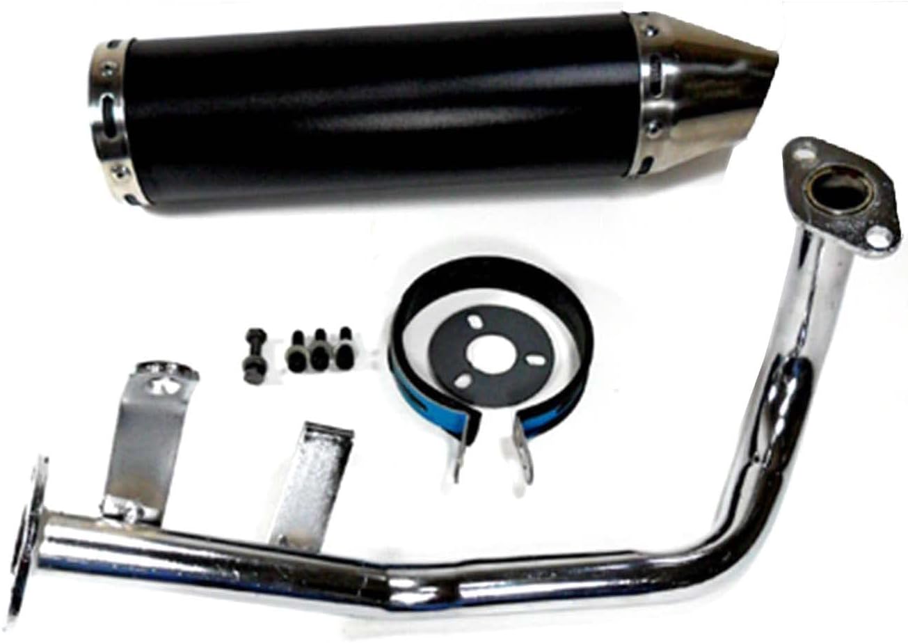 High Performance Exhaust, for the Ice Bear Rocket PMZ50-4Yongfu, has Great Sound, its Lightweight, Black Chrome on Chrome, with a Cannister Length=280mm, OD=88mm.