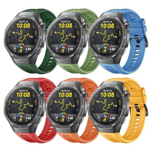 Watch Band for Huawei Watch GT5 Pro 46mm, Silicone Replacement Band for Men Women (H (Pack of 6))