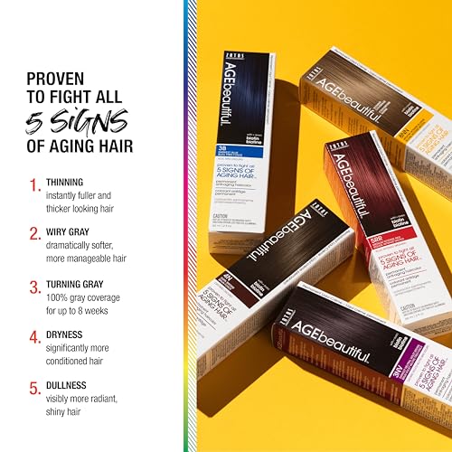 Image of AGE beautiful Permanent Hair Color Cream, 100% Gray Coverage Hair Dye with Biotin Anti-Aging Formula for Fuller, Thicker Hair, Professional Salon Quality