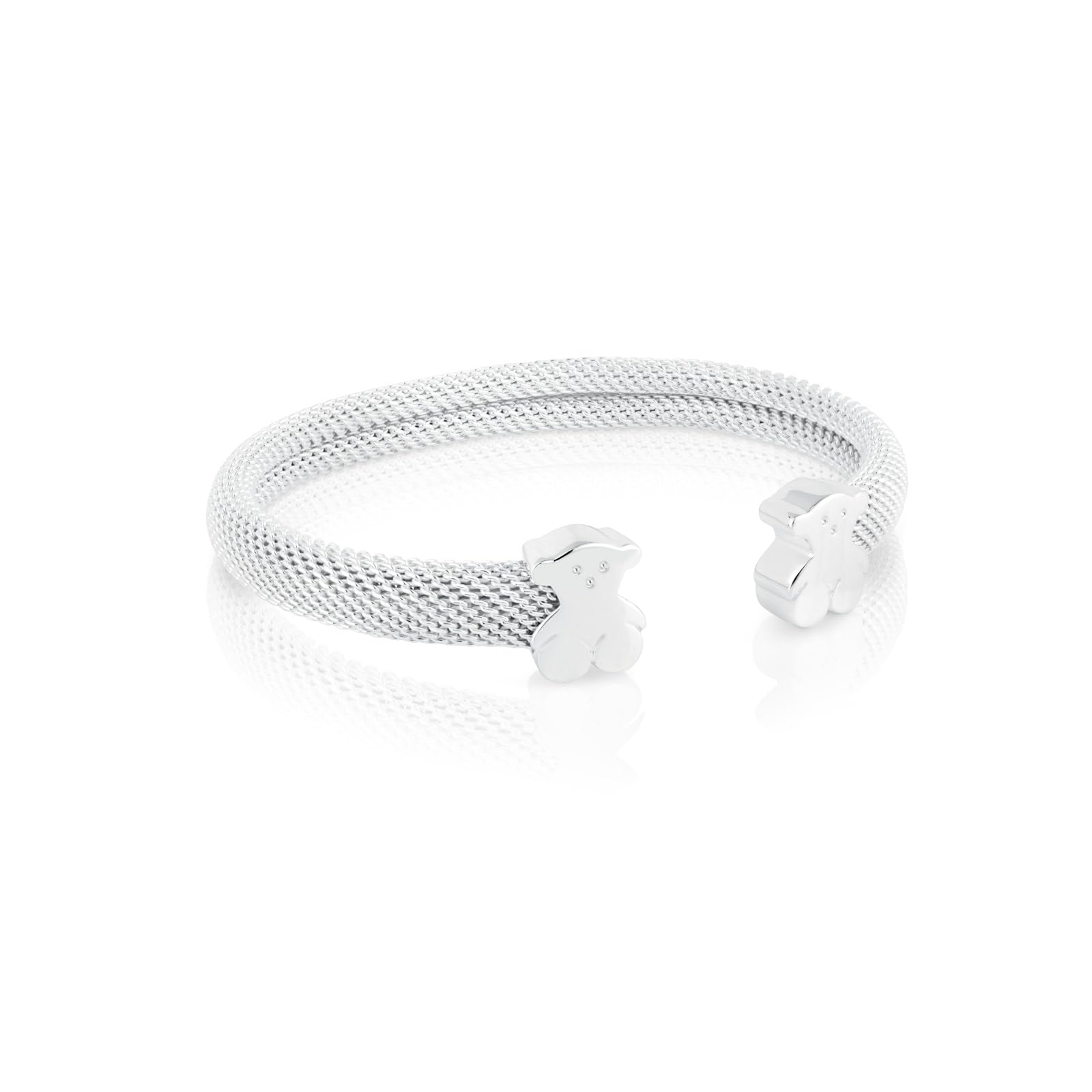 TOUS Esclava de plata con malla de 7x4 y motivos oso Mesh