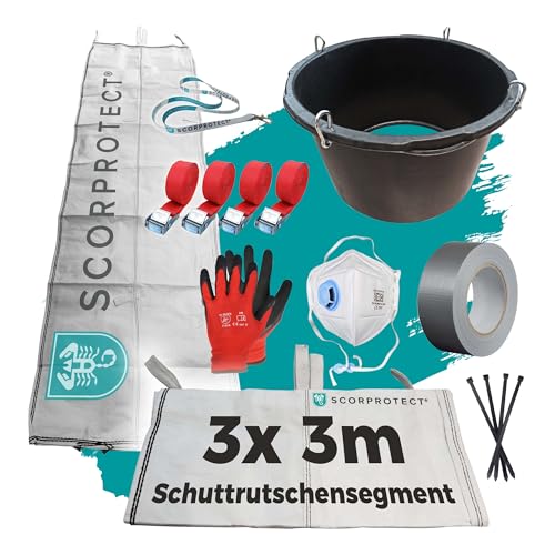 Scorprotect® Schuttrutsche Bauschuttrutsche 9 m flexibel mit Einfülltrichter und Zubehör