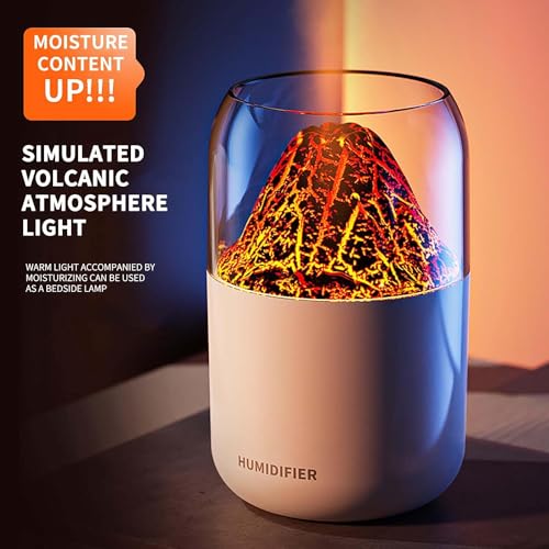 Image of Volcano Flame Humidifier & Diffuser | LED Atmosphere Light, Aromatherapy Oil Diffuser | Noiseless & Safe with Auto Power Off for Home /Office