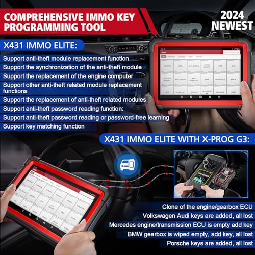LAUNCH X431 IMMO Elite 2024 Complete Key Programming Tool with X-PROG3 Programmer, ECU Clone/Match, All System Bi-Directional Tool,CANFD&DOIP, 39+ Services,2 Yrs Free Update,Same as IMMO Plus