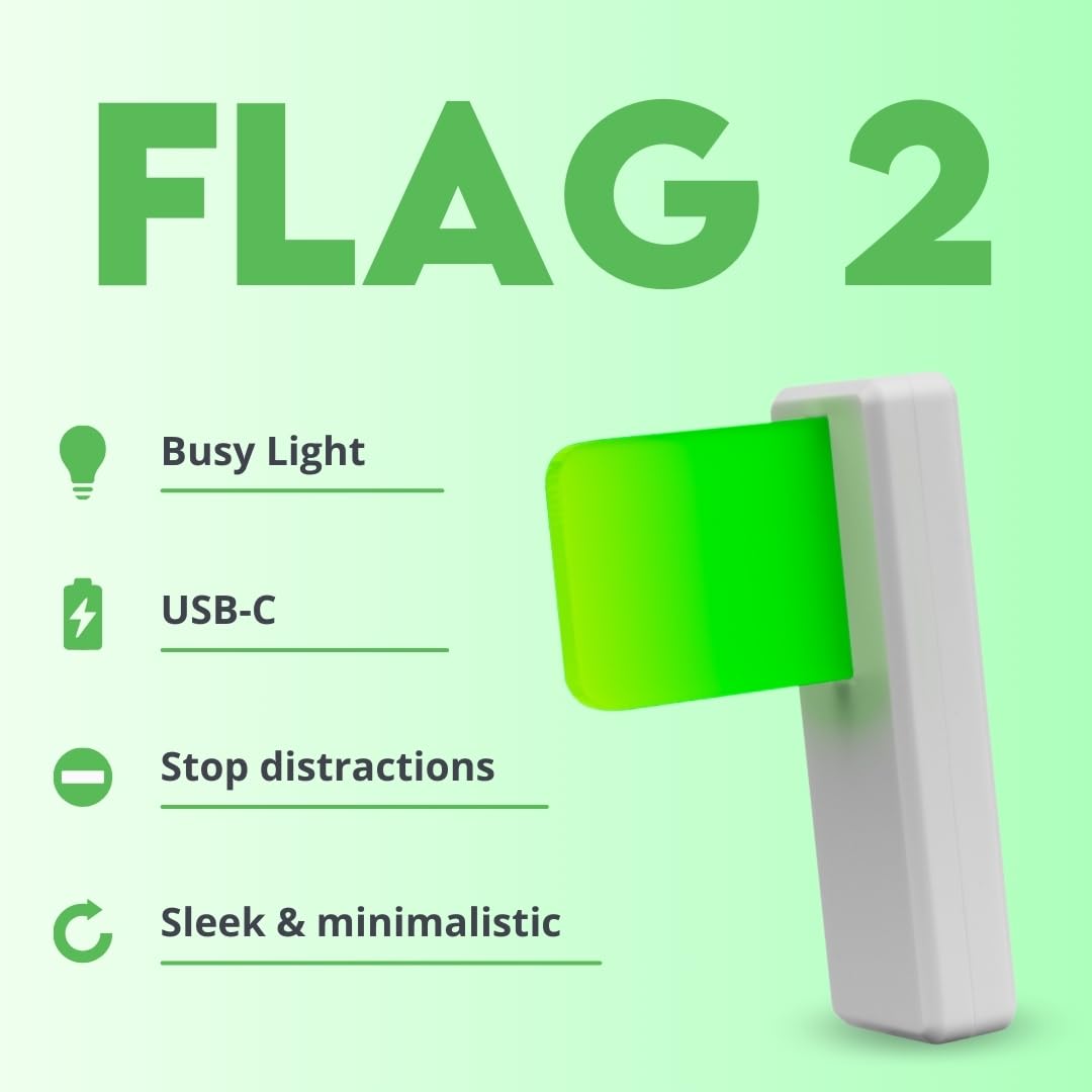 Luxafor Flag 2 2nd Gen LED Busy Light Status & Availability Indicator for Office Avoid Workplace Distractions and Boost Productivity (Black) - Image 2