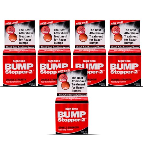 High Time Bump Stopper 2 | Ingrown Hair Treatment After Shave Cream | Razor Bump Treatment | Double Strength Formula | Post Shave Care | 0.5 oz (Pack of 5)