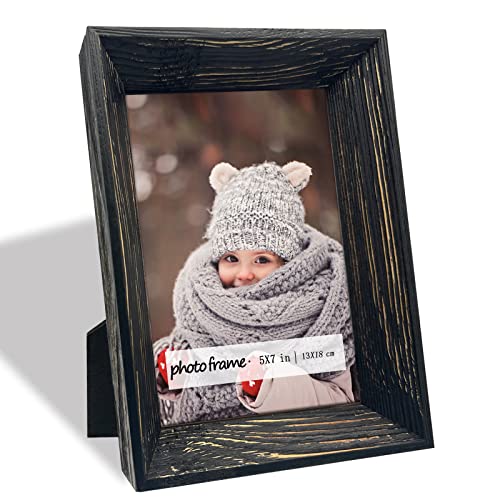 Picture Frames, Solid Wood Rustic Picture Frames Display For Wall Decor (Black, 5X7) #TOP29
