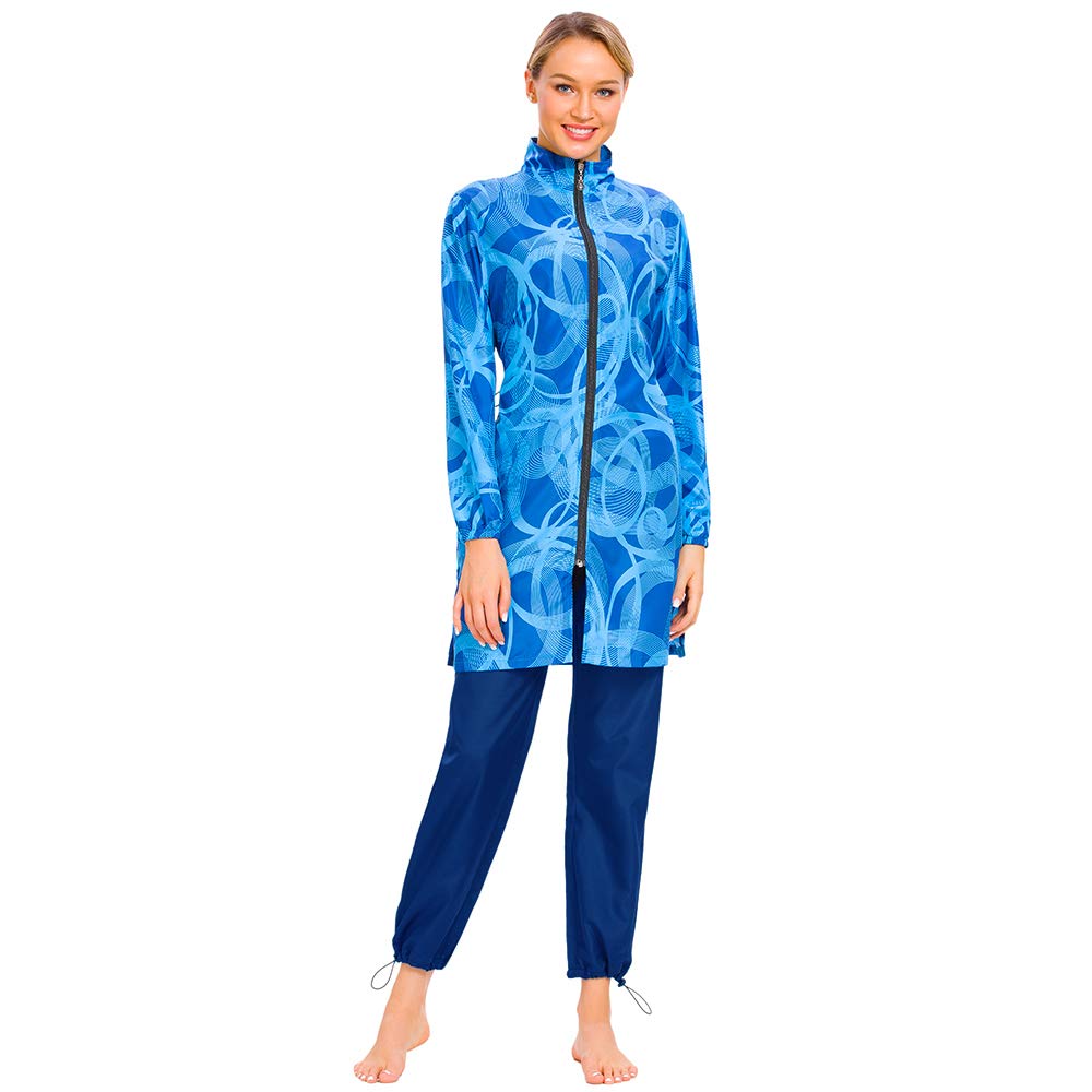 Costumi da bagno musulmani taglie forti per le donne con stampa hijab full cover cerniera islamica burkini modesto