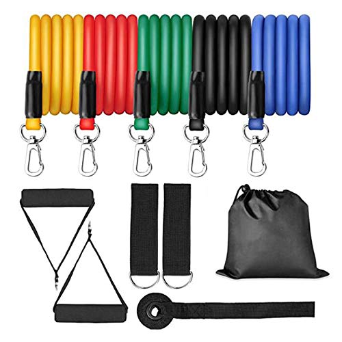 11Pcs Resistance Bands Set,5 Stackable Exercise Bands with 2 Foam Handles,Carry Bag,Legs Ankle Strap 11Pcs Resistance Bands Set,5 Stackable Exercise Bands with 2 Foam Handles,Carry Bag,Legs Ankle Strap