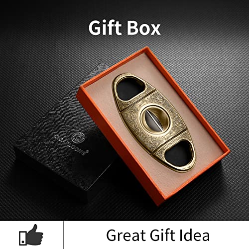 V-Cut Cigar Cutter, Sharp Blade Stainless Steel Carved Cigar Guillotine Scissors With Gift Box(Color:gold) #TOP4