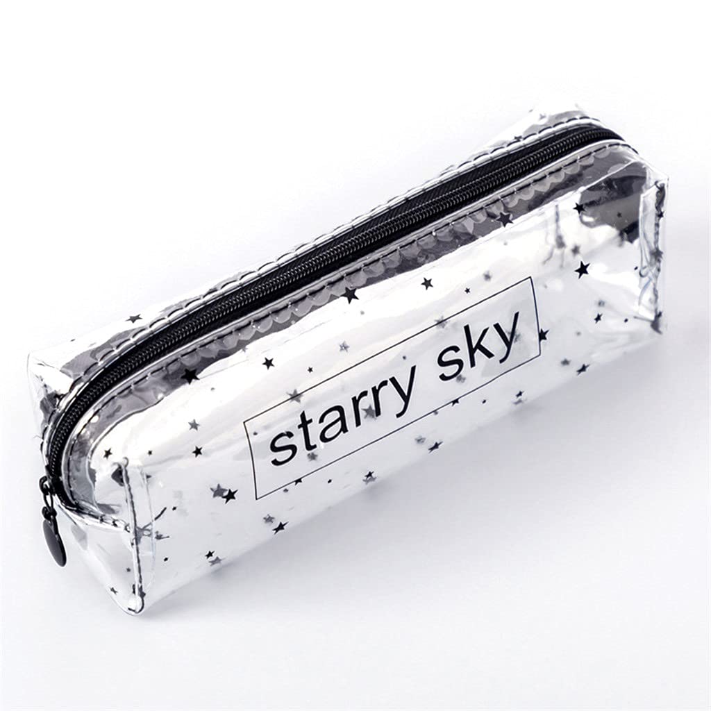 Cancelleria: astuccio portamatite ottagonale lettera trasparente cartone animato kawaii - astuccio argento