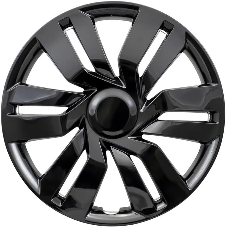 OxGord 15 inch Gloss Black Snap-On Hubcaps with 6 Double Spoke Compatible with 2015-2019 Honda Fit Standard Steel Wheel Covers